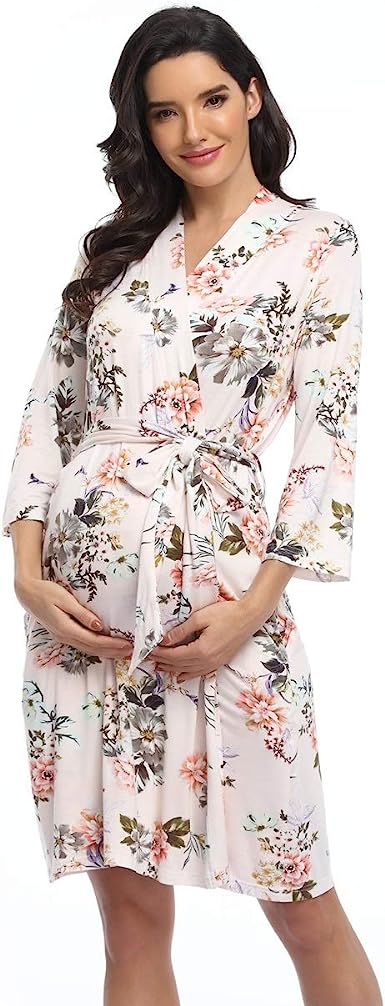 Women's Floral Maternity Robe/Labor and Delivery Robe for Hospital Robe/Nursing Pregnancy Robe Sleepwear