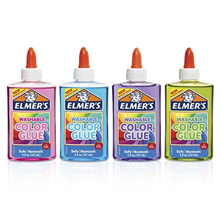 Elmer's Washable Translucent Color Glue, Assorted Colors, 5 Ounces, 4 Count, Great for Making Slime