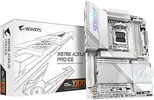 GIGABYTE X870E AORUS PRO ICE AM5 LGA 1718, ATX, DDR5, 4X M.2, PCIe 5.0, USB4, Wi-Fi 7, 2.5GbE LAN, EZ-Latch, Q-Flash