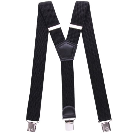 JINIU Mens Suspenders Adjustable Elastic Y Shape Strong Clips Heavy Duty