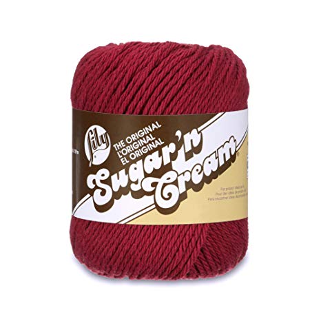 Lily Sugar 'N Cream  The Original Solid Yarn - (4) Medium Gauge 100% Cotton - 2.5 oz -  Wine  -  Machine Wash & Dry