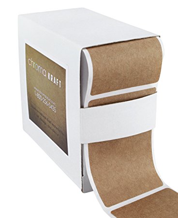 2" x 3" Brown Kraft Paper, Rectangular Sticker Labels | Permanent Adhesive, Write-On Surface - 250/Dispenser Box