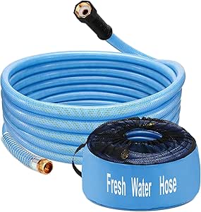 Kohree 25FT Upgraded RV Water Hose with Storage Bag, 5/8" Premium Drinking Water Hose, Leak Free, No Kink, Reinforced PVC Design w/Strain Relief Ends, Flexible Garden Hose for RV, Camper, Truck - Blue