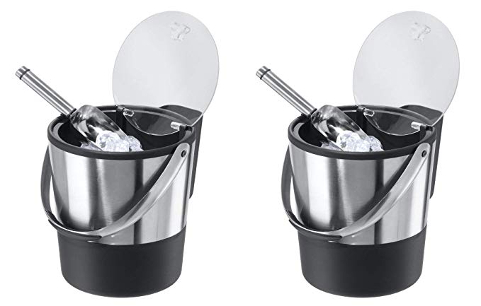 Oggi Double Wall Ice Bucket with Flip Lid and Stainless Ice Scoop - 2 Pack