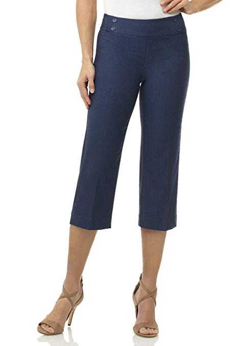 Rekucci Women's Ease in to Comfort Fit Capri with Button Detail