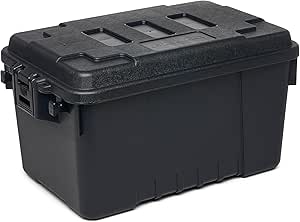 Plano Sportsman Trunk, Black, Small, Lockable Storage Box, Airline Approved Sportsman Trunk, Hunting Gear and Ammunition Bin, Heavy-Duty Containers for Camping, 56-Quart