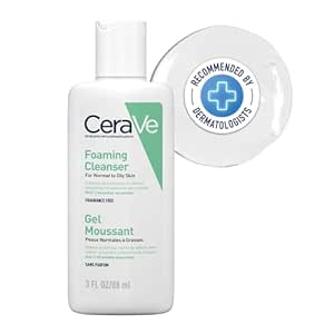 CeraVe Foaming Cleanser For Normal To Oily Skin (88ml) - Dermatologist-Developed Facewash | Non-Comedogenic And Fragrance-Free Cleansers For Acne-Prone Skin