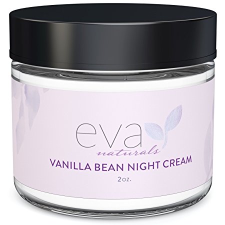 Vanilla Bean Night Cream by Eva Naturals (2 oz) - Best Anti-Aging Night Cream Boosts Collagen and Hydrates Complexion - Helps Protect against Damage and Nourish Skin - With Vitamin E and Green Tea