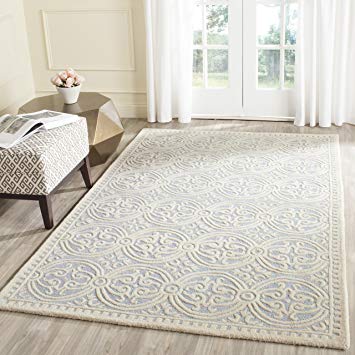 Safavieh Cambridge Collection CAM123A Handcrafted Moroccan Geometric Light Blue and Ivory Premium Wool Area Rug (12' x 18')
