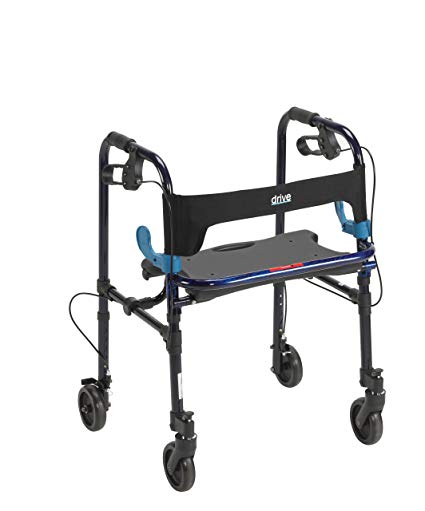 Drive Medical Deluxe Clever Lite Rollator Adult Walker with Casters, Flame Blue, 5 Inch