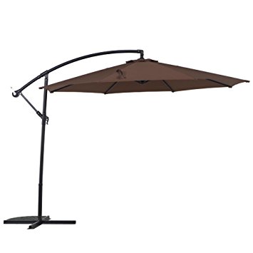 Grand Patio 10 Ft Offset Cantilever Outdoor Market Patio Hanging Umbrella with Crank , Brown