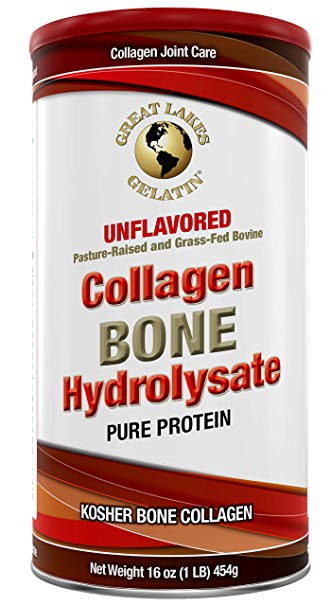 Great Lakes Gelatin Collagen Bone Hydrolysate, Paleo Friendly, Keto Certified, Grass-Fed, 16 oz