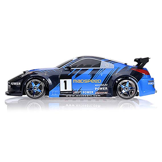 1/10 Scale Exceed RC MadSpeed Electric Powered Drift Car 350 Style Fire Blue