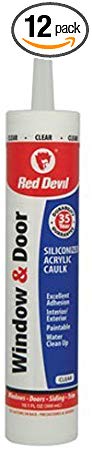 Red Devil 87612 0876 Window & Door Siliconized, Clear, Case of 12 Acrylic Caulk, Pack of 12, Piece
