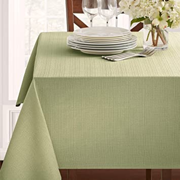 Benson Mills Textured Fabric Tablecloth (60" x 84" Rectangular, Light Green)