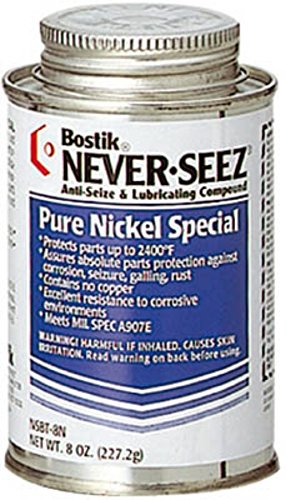 Never-Seez NSBT-8N Silver Pure Nickel Special Anti-Seize Compound, -297 Degree F Lower Temperature Rating to 2400 Degree F Upper Temperature Rating, 8 fl. oz. Brush Top Can