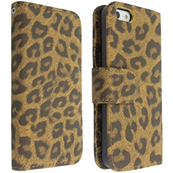 eFuture(TM) Brown Leopard Leather Flip Stand Wallet Case Cover with ID Credit Card Slot for Apple iPhone 5 5G  eFuture's nice Keyring