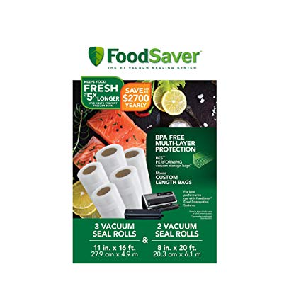 FoodSaver Vacuum Seal Rolls 8" and 11" Multipack | Make Custom-Sized BPA-Free Vacuum Sealer Bags, Clear