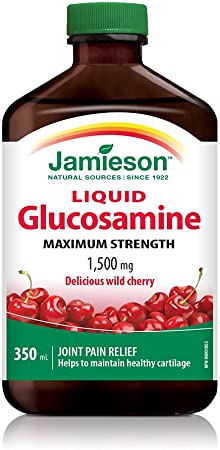Jamieson Liquid Glucosamine 1,500 mg Maximum Strength - Wild Cherry Flavour, Gluten-Free