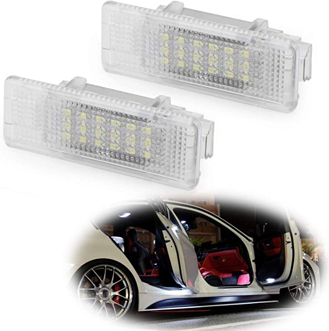 iJDMTOY Xenon White LED Step Courtesy Lights Compatible With BMW E39 5 Series, E53 X5, Z8, Powered by 3W 18-SMD LED Lights, Replace OEM Footwell, Side Door Lamps