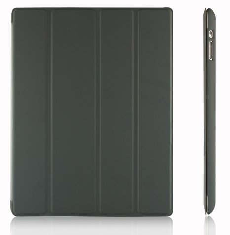 iPad Case, JETech® Gold Slim-Fit Folio Smart Case Cover with Back Case for Apple the New iPad 4 & 3 (3rd and 4th Generation with Retina Display) / iPad 2 (Dark Grey)