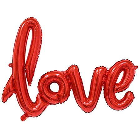 Large Red Love Foil Balloons Banner,42 Inch Mylar Foil Letters Balloons Reusable Ecofriendly Material for Wedding Bridal Shower Anniversary Engagement Party Decorations Supplies