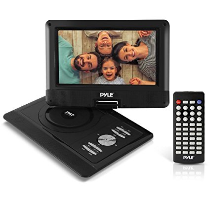 Upgraded 2018 Pyle 10 Inch Portable DVD Player, CD Player, Swivel Angle Adjustable Display Screen, USB/SD Card Memory Readers, Headphone Jack, Rechargeable Battery w/ Remote Control