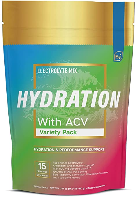 Hydration Powder Packets - Variety Pack | Electrolyte & Recovery Drink Mix | with ACV & Vitamin C | 15 Stick Packs - by Essential elements