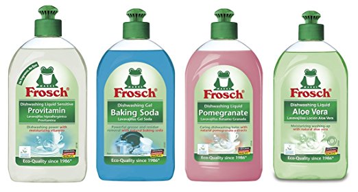 Frosch Natural Liquid Hand Dish Washing Soap Sampler Variety Pack, 500 ml (Pack of 4)