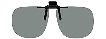 Polarized Black Metal Clip On Flip Up Grey / Gray Sunglass Lenses, Large Square, 64mm Wide X 56mm High, 147mm Wide with Bridge