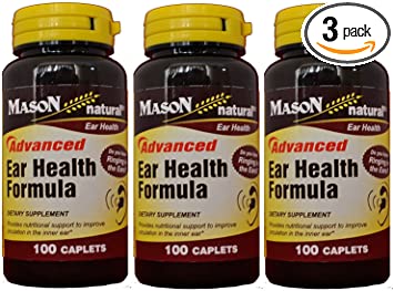 Mason Natural Advance Ear Health Formula Bioflavonoids Plus 100 Caplets per Bottle Pack of 3 Total 300 Caplets