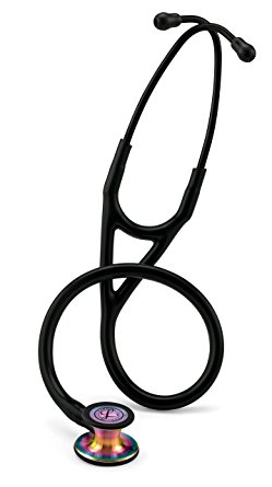 3M Littmann 6165 Cardiology IV Stethoscope, Rainbow-Finish Chestpiece, Black Tube, Stem and Headset, 27"