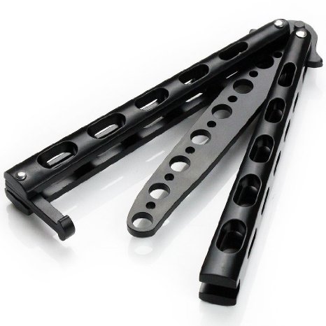 Butterfly Knife Trainer Practice Balisong Comb No Offensive Blade Black,by Moon Boat (TM)
