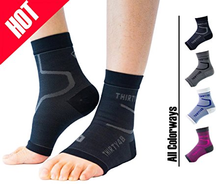 Thirty48 Plantar Fasciitis Socks(1 or 2 Pairs), 20-30 mmHg Foot Compression Sleeves for Ankle/Heel Support, Increase Blood Circulation, Relieve Arch Pain, Reduce Foot Swelling