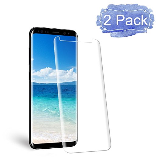 [2 Pack] Galaxy S8 Screen Protector, Auideas [9H Hardness] [Anti-Scratch][Anti-Bubble][3D Curved] [High Definition] [Ultra Clear] Tempered Glass Screen Protector for Samsung Galaxy S8