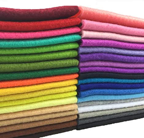flic-flac 36pcs 1.4mm Thick Soft Felt Fabric Sheet Assorted Color Felt Pack DIY Craft Sewing Squares Nonwoven Patchwork (20cm 30cm)