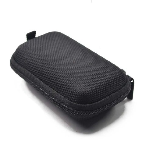 GLCON Black Rectangle Shaped Portable Protection Hard EVA Case, Mesh Inner Pocket, Zipper Enclosure and Durable Exterior, a Handsfree Lightweight Universal Carrying Bag for Wired or Bluetooth Headset Earphone Earbud, USB Charging Cable, Charger, USB Flash, Ipod, MP3, MP4, Door Key, Car Key and Change Purse