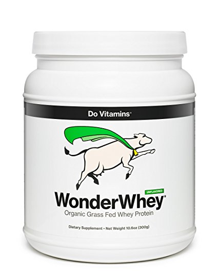 Do Vitamins - WonderWhey Certified Organic Grass Fed Whey Protein - Unflavored Organic Protein Powder from California! Non-GMO, Gluten Free, Cleanest and Healthiest Whey Protein (300g)