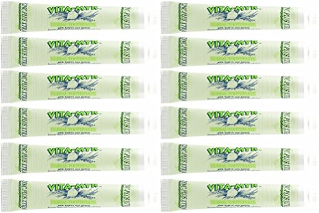 12 Pk VITA-MYR Herbal Zinc Plus XTRA Natural Toothpaste - Safe & Effective 5.4 oz - No Sugar, No Fluoride, No SLS, No Aspartame, No Saccharin w/ Xylitol & CoQ 10, Low-Abrasive Formula. Gluten Free and Vegan. Helps to relieve bleeding gums & bad breath.
