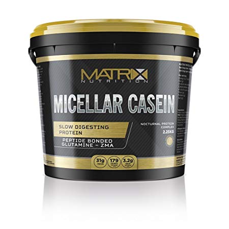 Matrix Nutrition Micellar Casein Protein Powder Optimum Slow Release Muscle Builder Shaker | Low Fat and Sugar (Chocolate, 2.25KG)