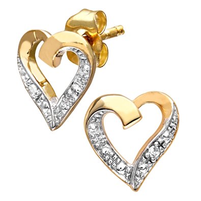 Naava 9ct Diamond Heart Earrings