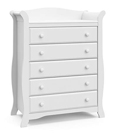 Stork Craft Avalon 5 Drawer Universal Dresser, White