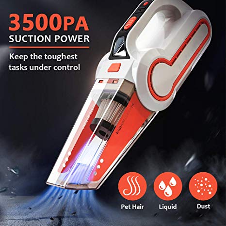 Blusmart Handheld Vacuum Cordless, Wet/Dry Vacuum Cleaner Rechargeable 12V 120W with HEPA Filter, LED Light & Full Accessory Kit