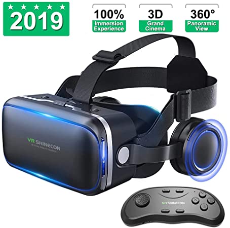 Vr Shinecon Vr Headset for Phone Cool Virtual Reality Goggles for Beginner, with Android Gamepad