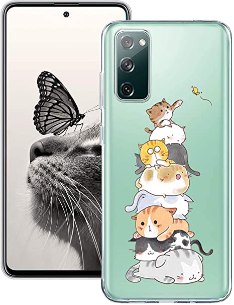 Galaxy S20 FE Case Compatible with Samsung Galaxy S20 FE 5G Case Crystal Clear Slim Soft Silicone TPU Rubber Bumper Scratch Resistant Cute Cat Panda Protective Cover for Samsung S20 FE 4G/5G