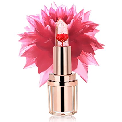 PrettyDiva Jelly Flower Lipstick - Lip Care Temperature Change Moisturizer Lip Balm Lip Scrubs -Flame Red