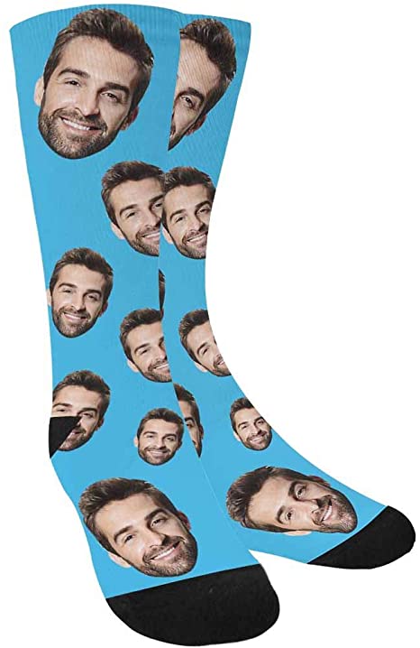 Custom Socks with Faces Change Men Face Size Personalized Printed Photo Crew Socks