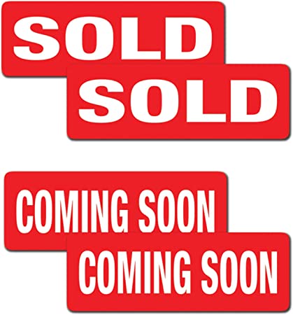 Visibility Signage Experts Real Estate Sign Rider Magnets 6"x18" 2 Pairs of The Most Common Sign Riders, Coming Soon, and Sold (4)