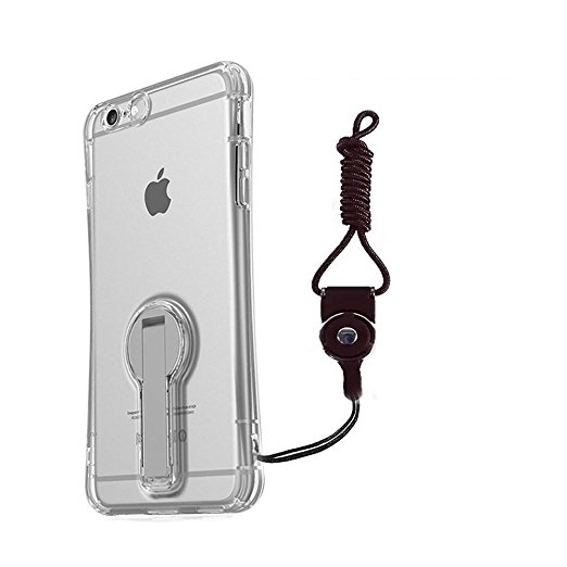 iPhone 6S Plus Case Rebex [Clear Cushion] Thin Slim Case [PC Kickstand][Scratch Resistant] Shock-Absorbing TPU Bumper Cover with a Lanyard Slot for iPhone 6 6S Plus (Transparent for 5.5")