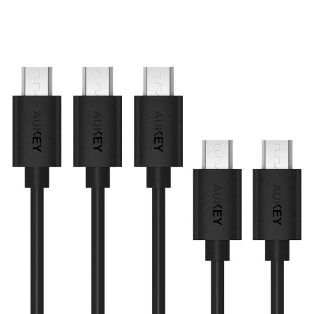 Aukey 5-Pack Premium Micro USB Cable in Assorted Lengths 1m x 3 03m x 2 Hi-speed USB 20 A Male to Micro B Sync and Charging Cable for Samsuang LG Android Cellphones MP3 Players CB-D5 Black